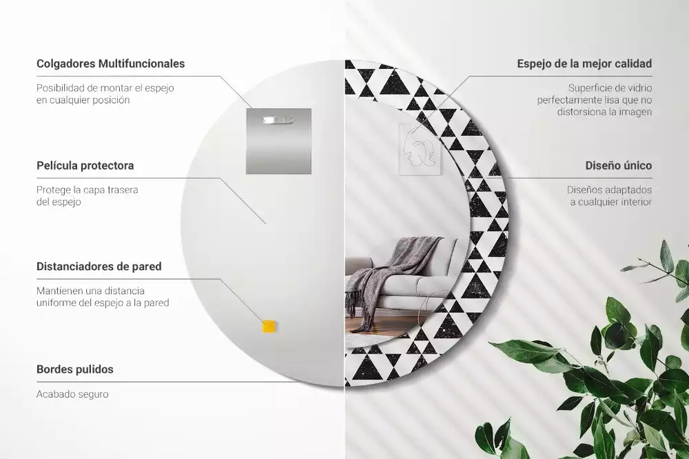 Kulaté dekorační zrcadlo na zeď Geometrie trojúhelníků