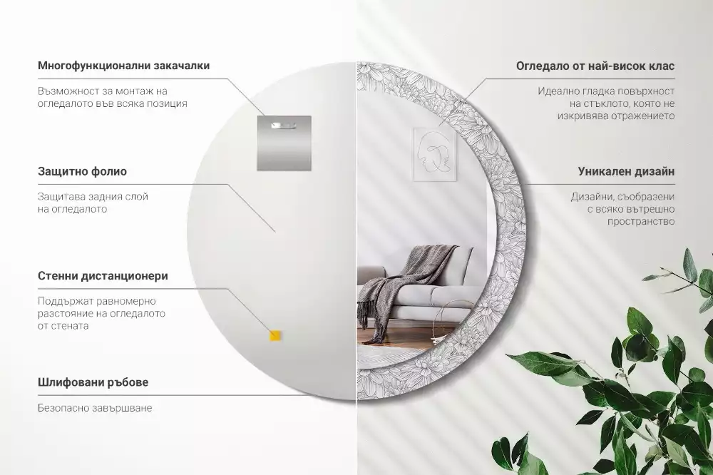 Kulaté dekorační zrcadlo na zeď Lotosové květy