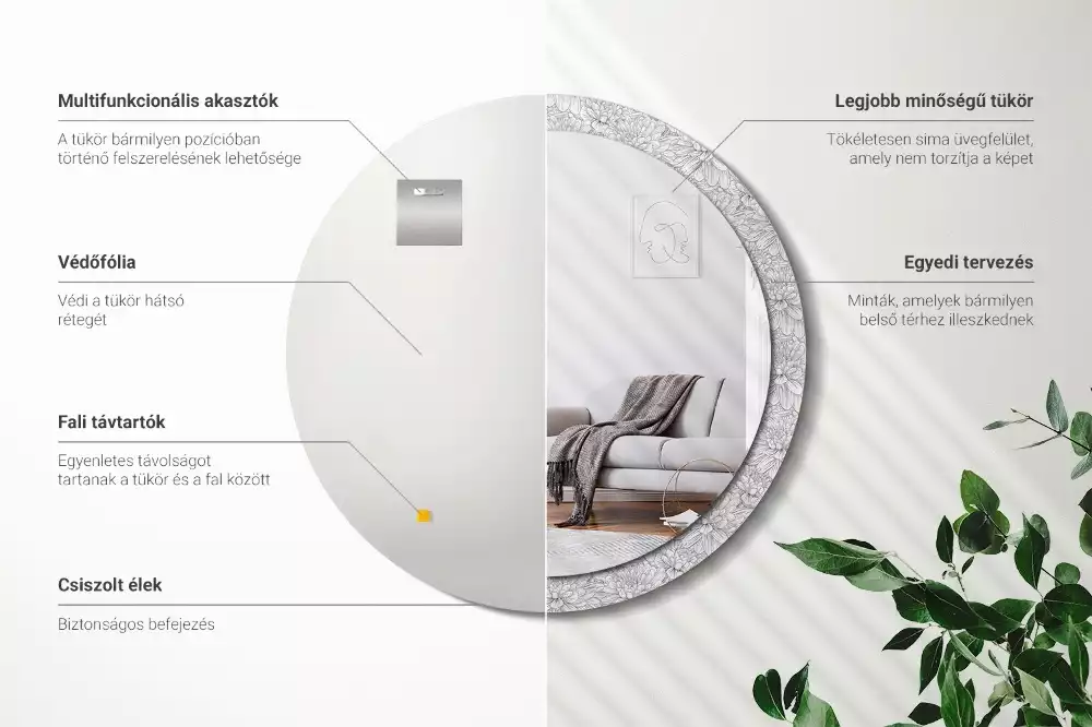 Kulaté dekorační zrcadlo na zeď Lotosové květy