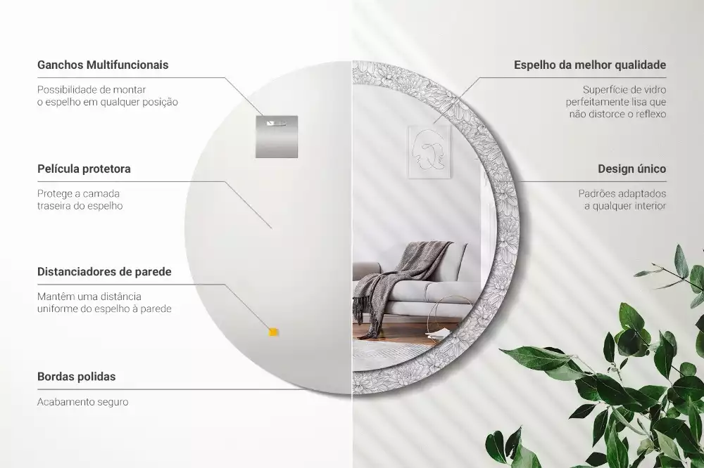 Kulaté dekorační zrcadlo na zeď Lotosové květy