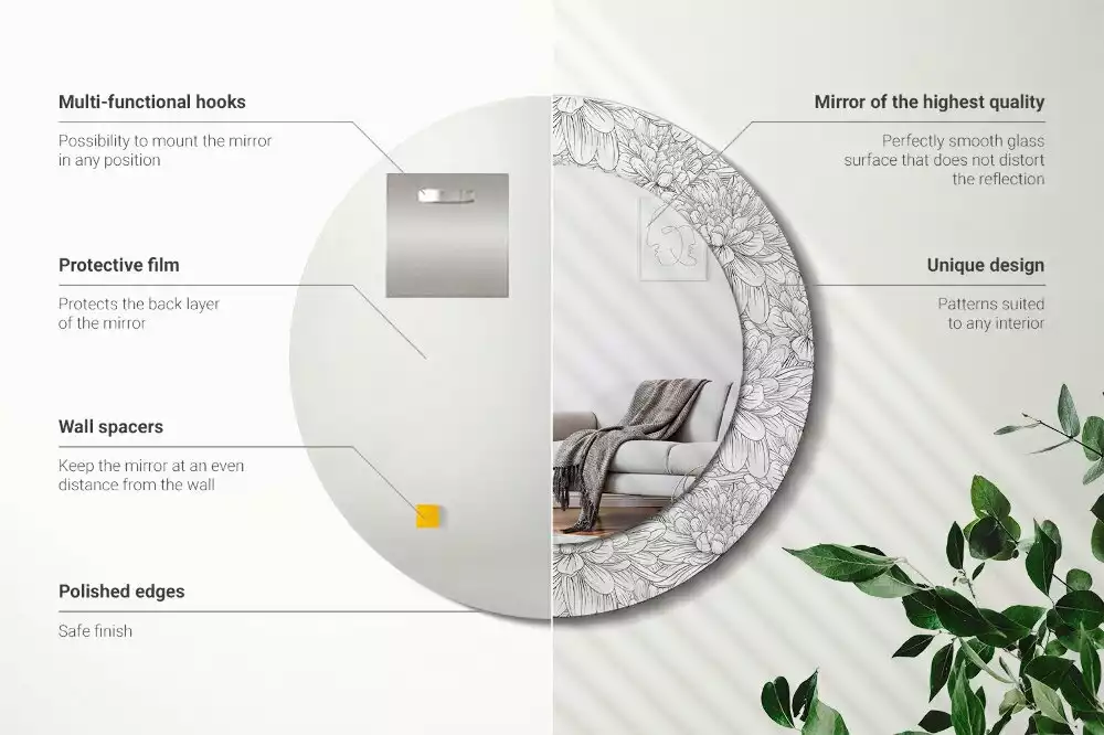 Kulaté dekorační zrcadlo na zeď Lotosové květy