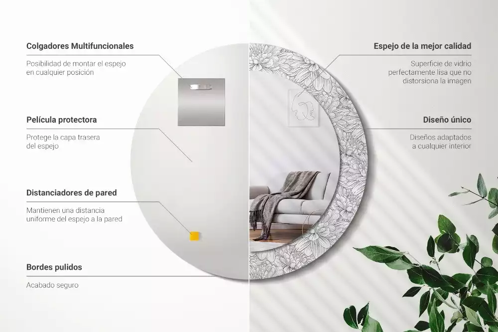 Kulaté dekorační zrcadlo na zeď Lotosové květy