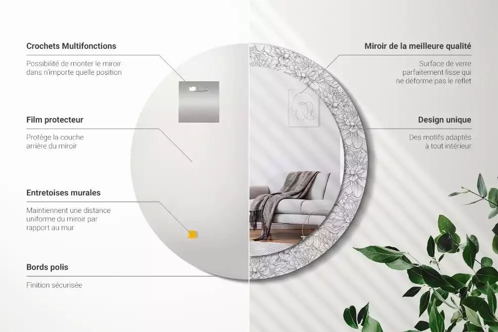 Kulaté dekorační zrcadlo na zeď Lotosové květy