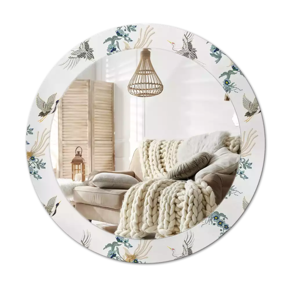 Kulaté dekorační zrcadlo Čínští ptáci