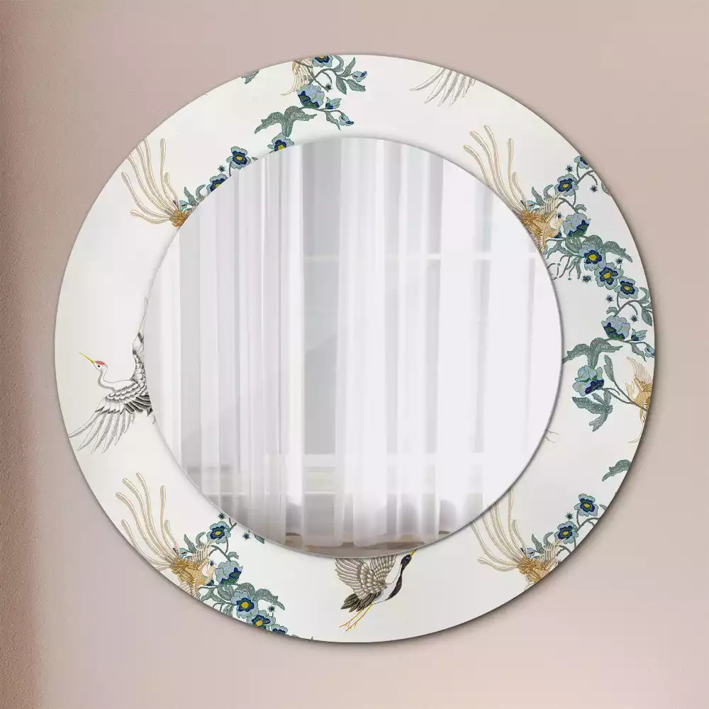 Kulaté dekorační zrcadlo Čínští ptáci