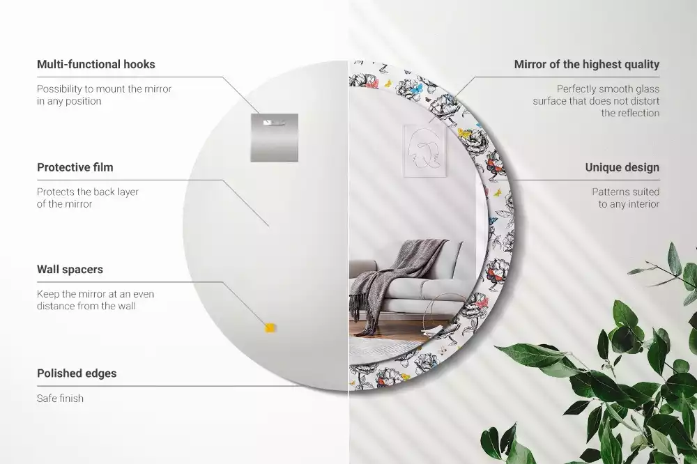 Kulaté dekorační zrcadlo Barevní motýli