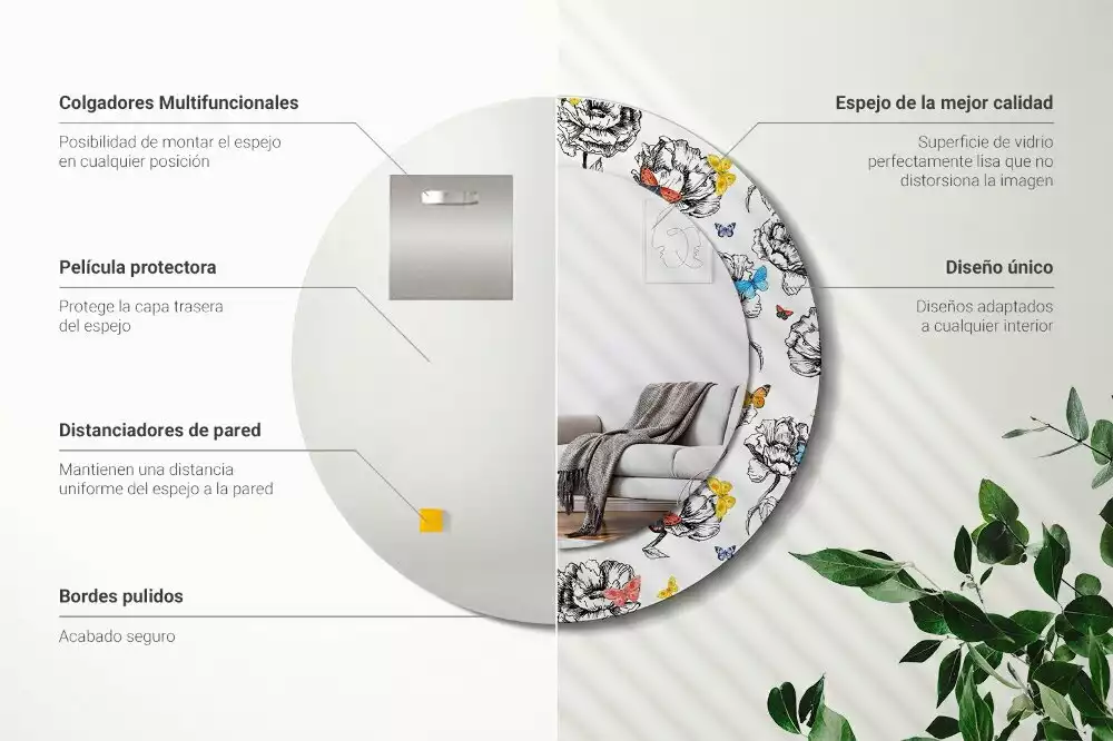 Kulaté dekorační zrcadlo Barevní motýli