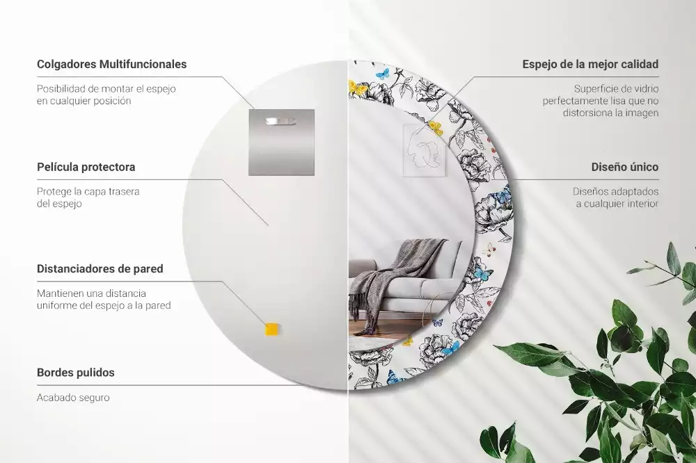 Kulaté dekorační zrcadlo Barevní motýli