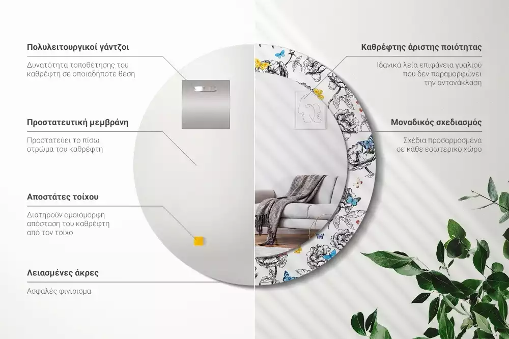 Kulaté dekorační zrcadlo Barevní motýli