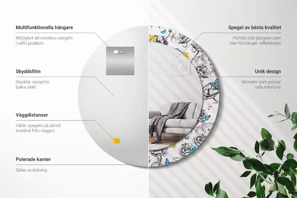 Kulaté dekorační zrcadlo Barevní motýli