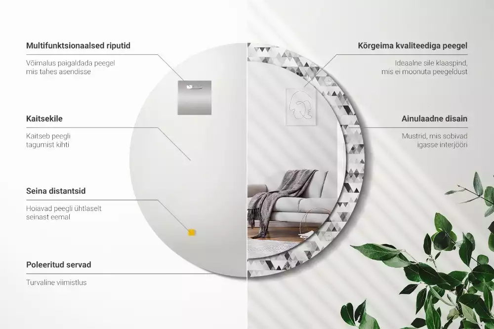 Kulaté dekorační zrcadlo Trojúhelníky