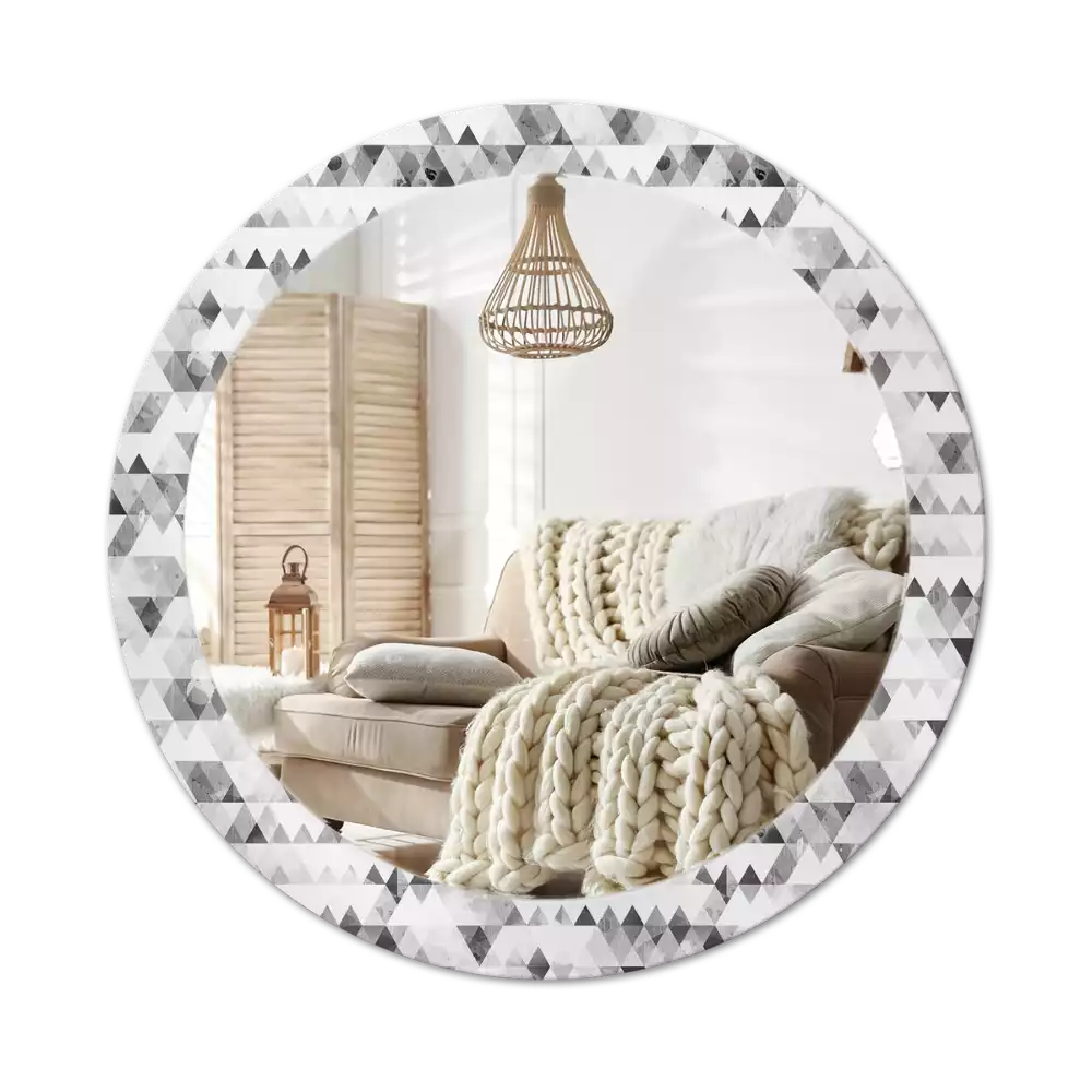 Kulaté dekorační zrcadlo Trojúhelníky