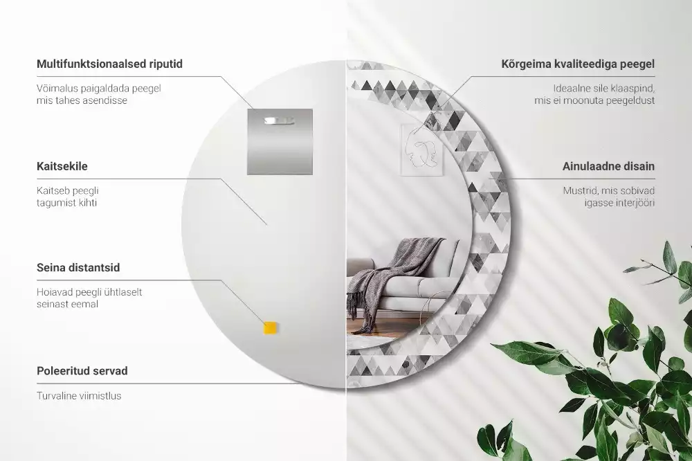 Kulaté dekorační zrcadlo Trojúhelníky