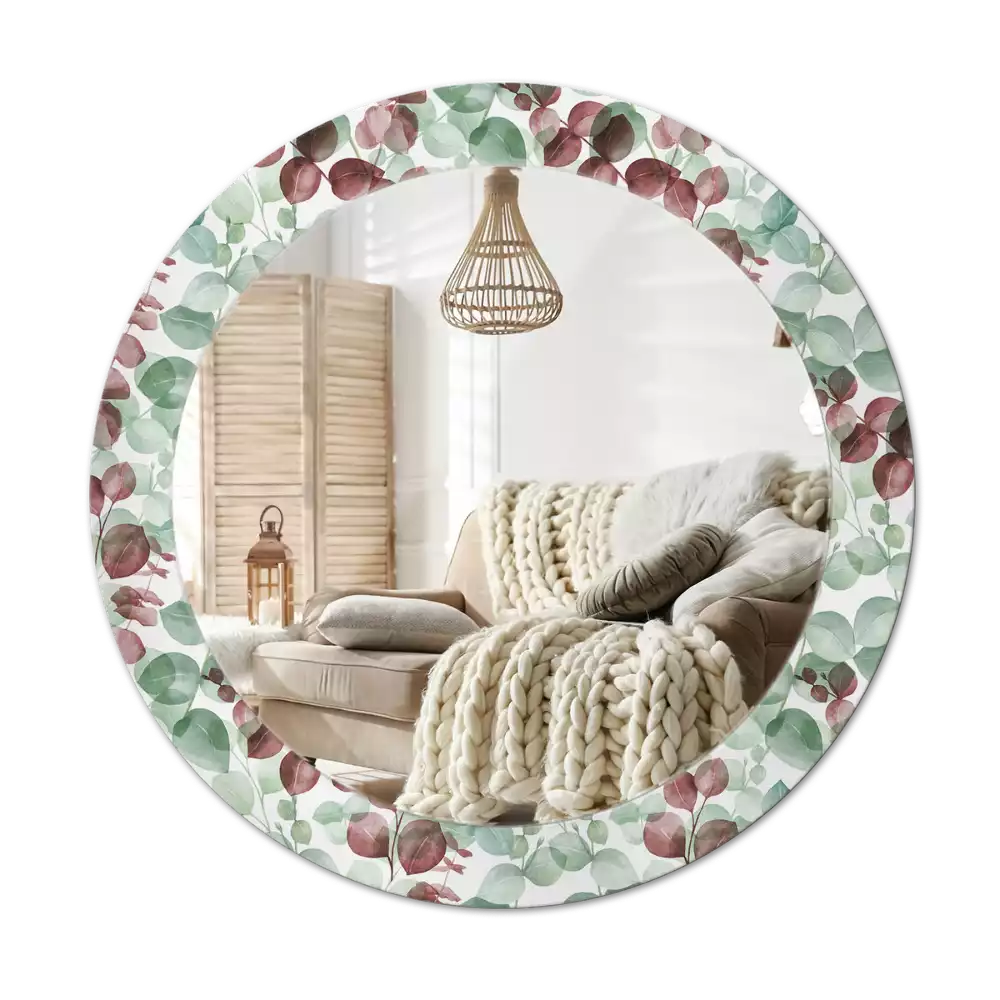 Kulaté dekorační zrcadlo Eukalyptus