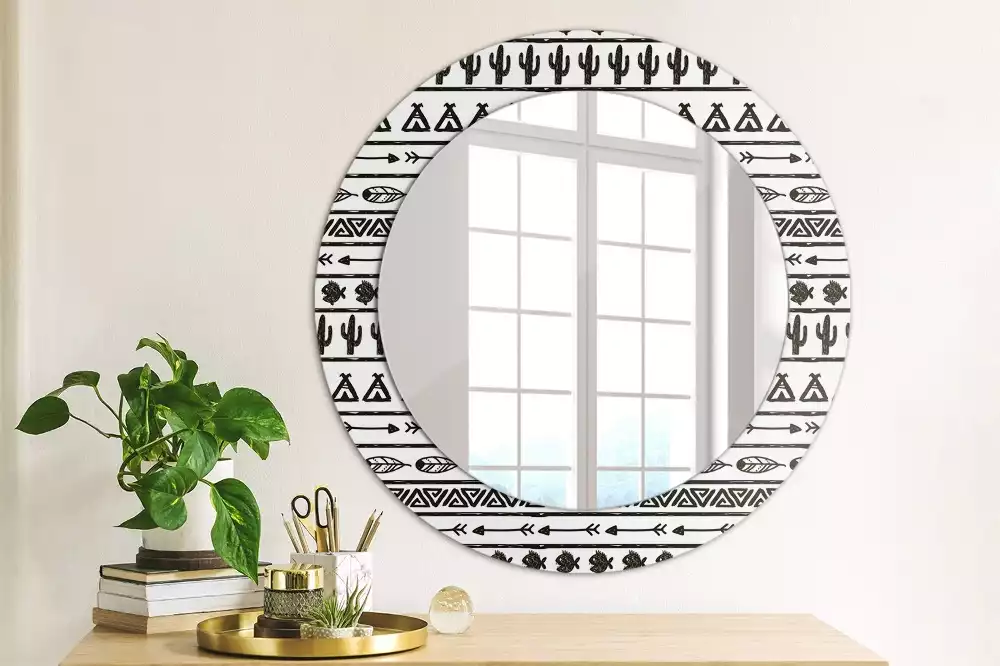 Kulaté dekorační zrcadlo Boho minimalistické