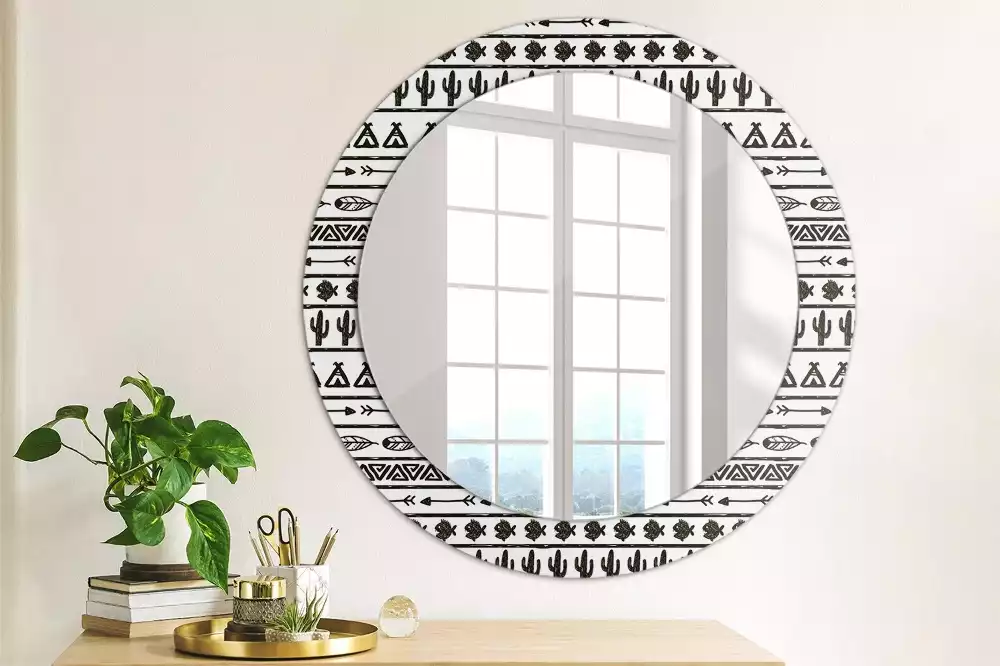 Kulaté dekorační zrcadlo Boho minimalistické