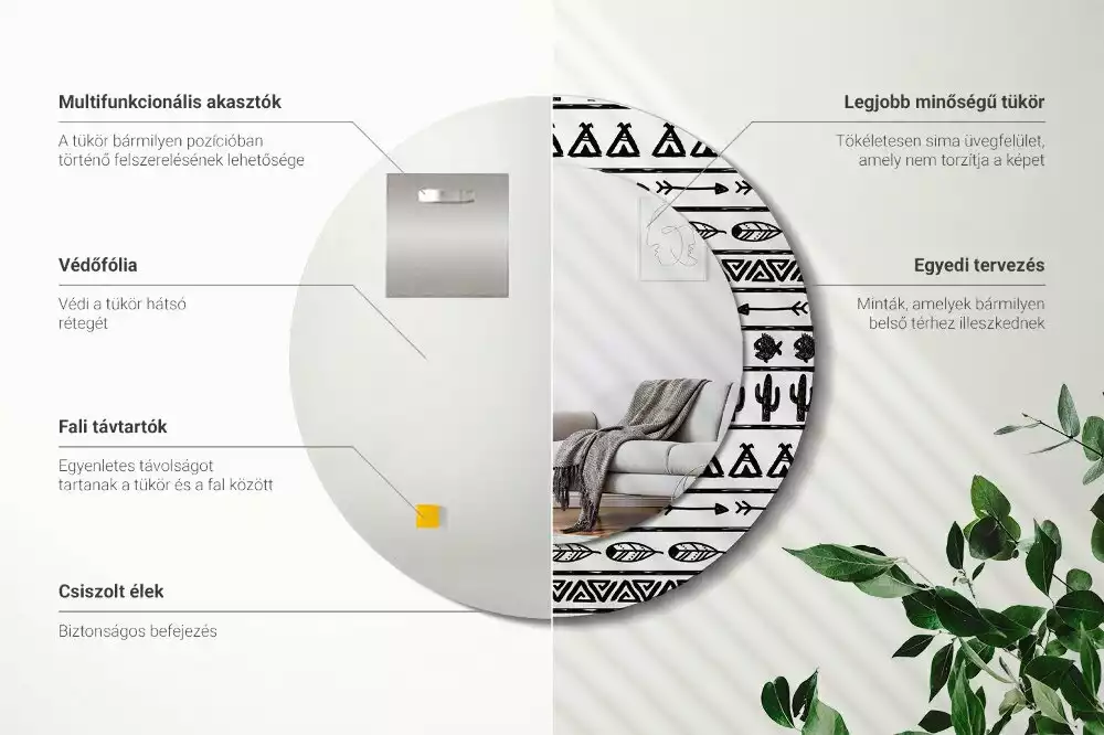 Kulaté dekorační zrcadlo Boho minimalistické