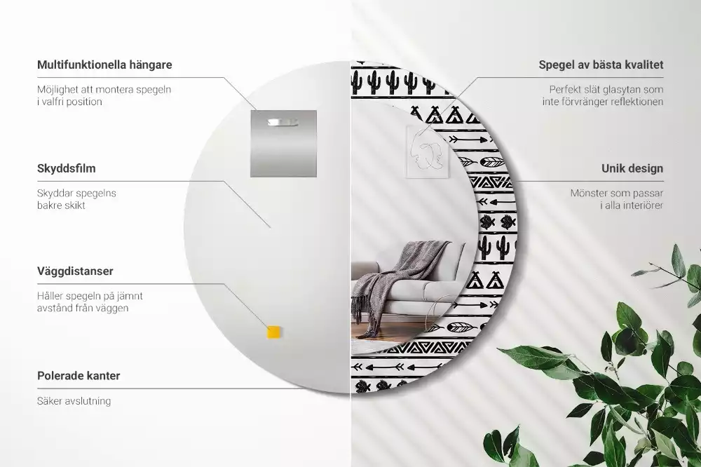 Kulaté dekorační zrcadlo Boho minimalistické