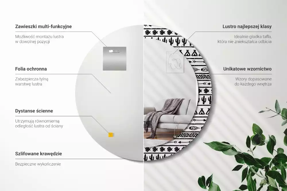 Kulaté dekorační zrcadlo Boho minimalistické