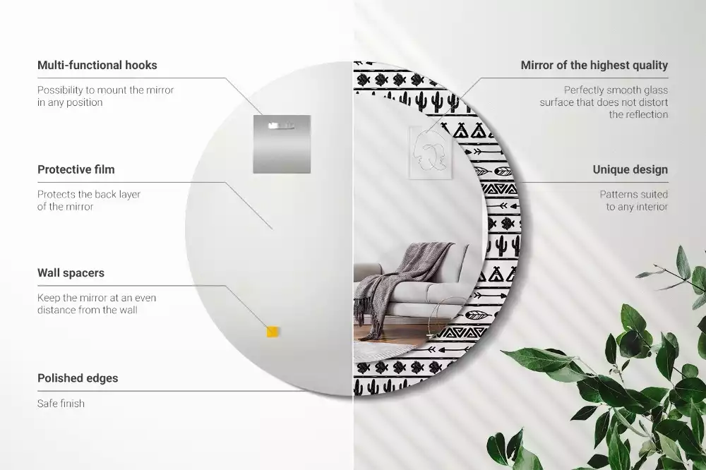 Kulaté dekorační zrcadlo Boho minimalistické