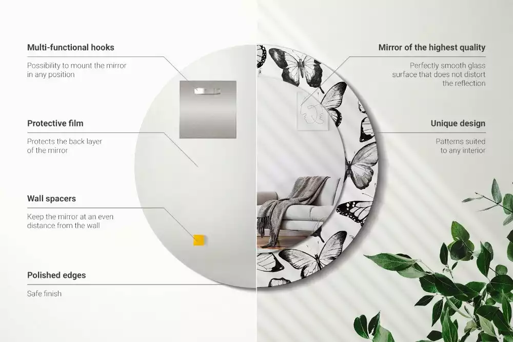 Kulaté dekorační zrcadlo Motýli