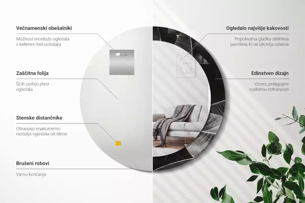 Kulaté dekorační zrcadlo Tropické palmy