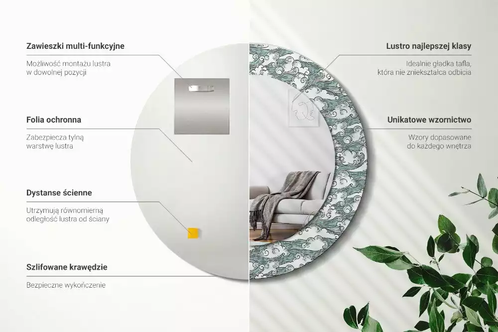 Kulaté dekorační zrcadlo Mraky