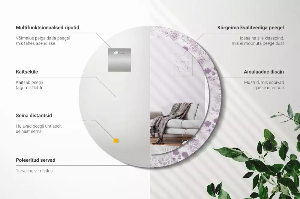 Kulaté dekorační zrcadlo Lebky