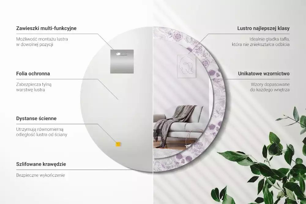 Kulaté dekorační zrcadlo Lebky