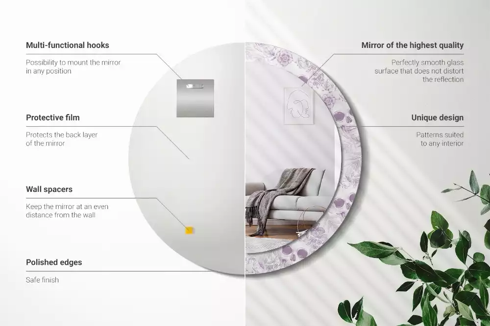 Kulaté dekorační zrcadlo Lebky