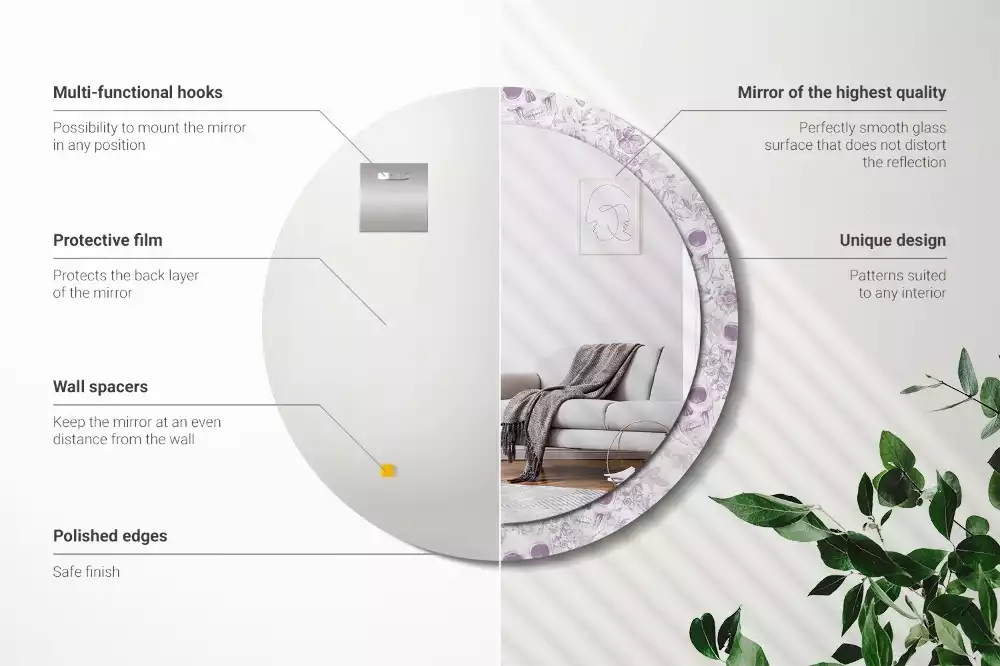 Kulaté dekorační zrcadlo Lebky