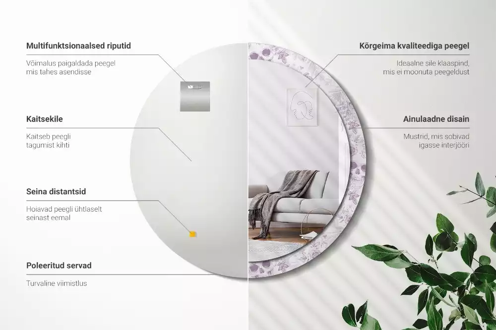 Kulaté dekorační zrcadlo Lebky