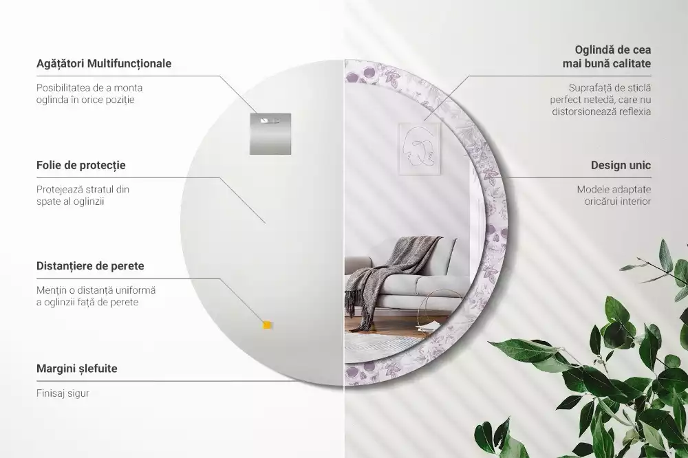 Kulaté dekorační zrcadlo Lebky