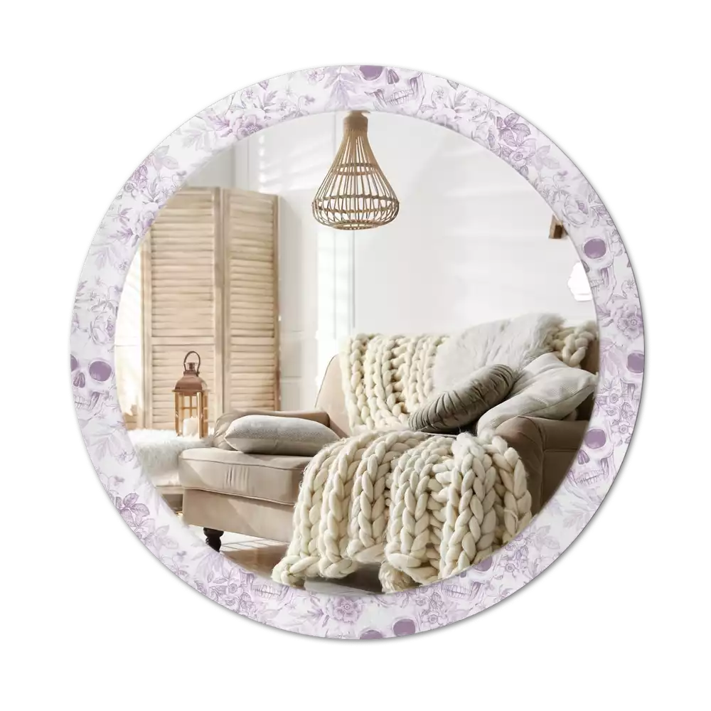 Kulaté dekorační zrcadlo Lebky