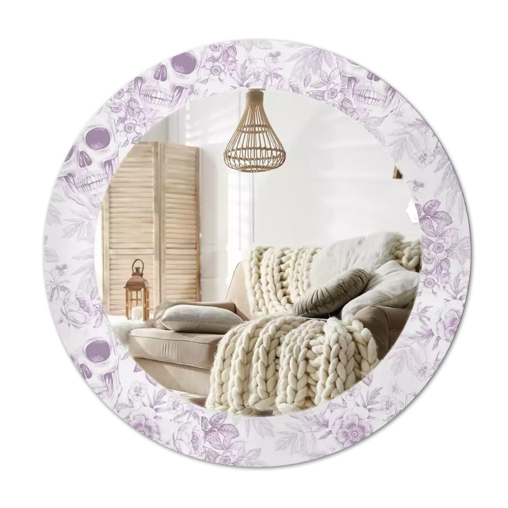 Kulaté dekorační zrcadlo Lebky