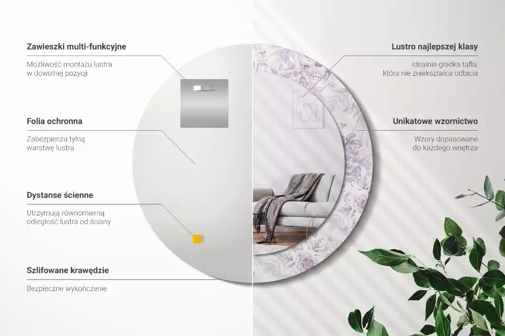 Kulaté dekorační zrcadlo Lebky