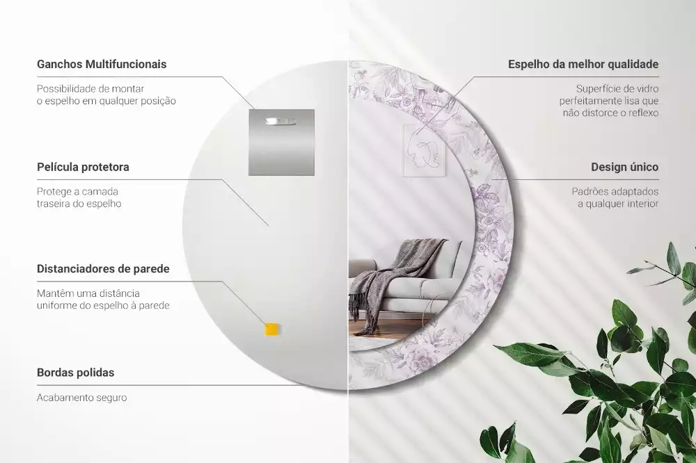 Kulaté dekorační zrcadlo Lebky