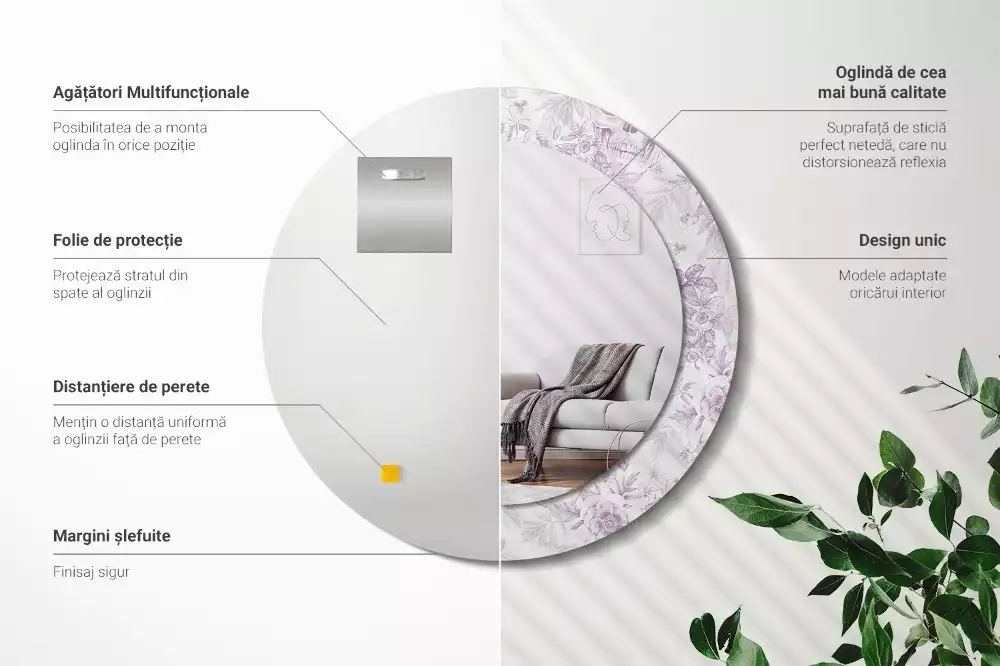 Kulaté dekorační zrcadlo Lebky