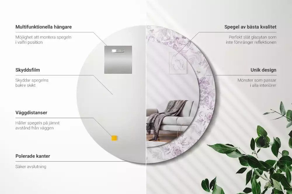 Kulaté dekorační zrcadlo Lebky