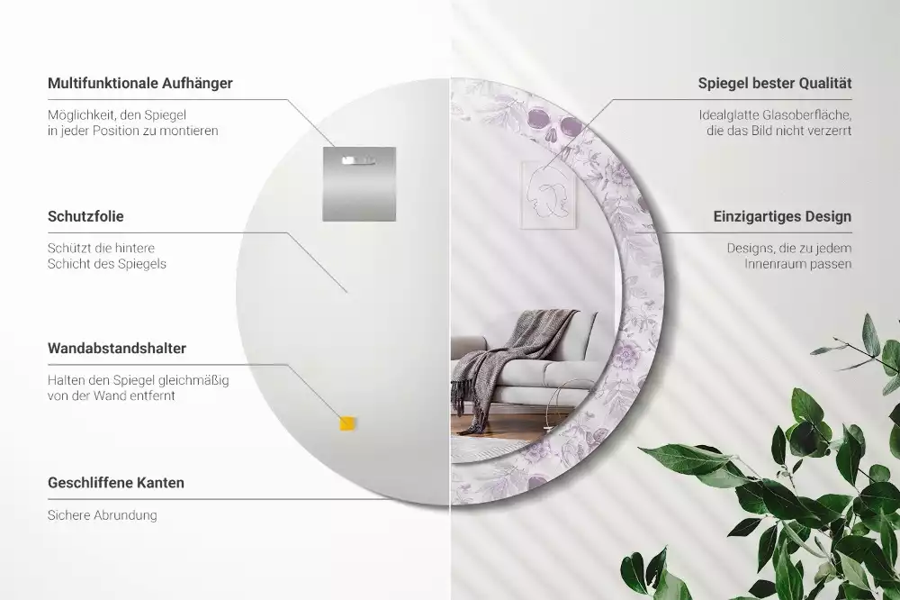 Kulaté dekorační zrcadlo Lebky