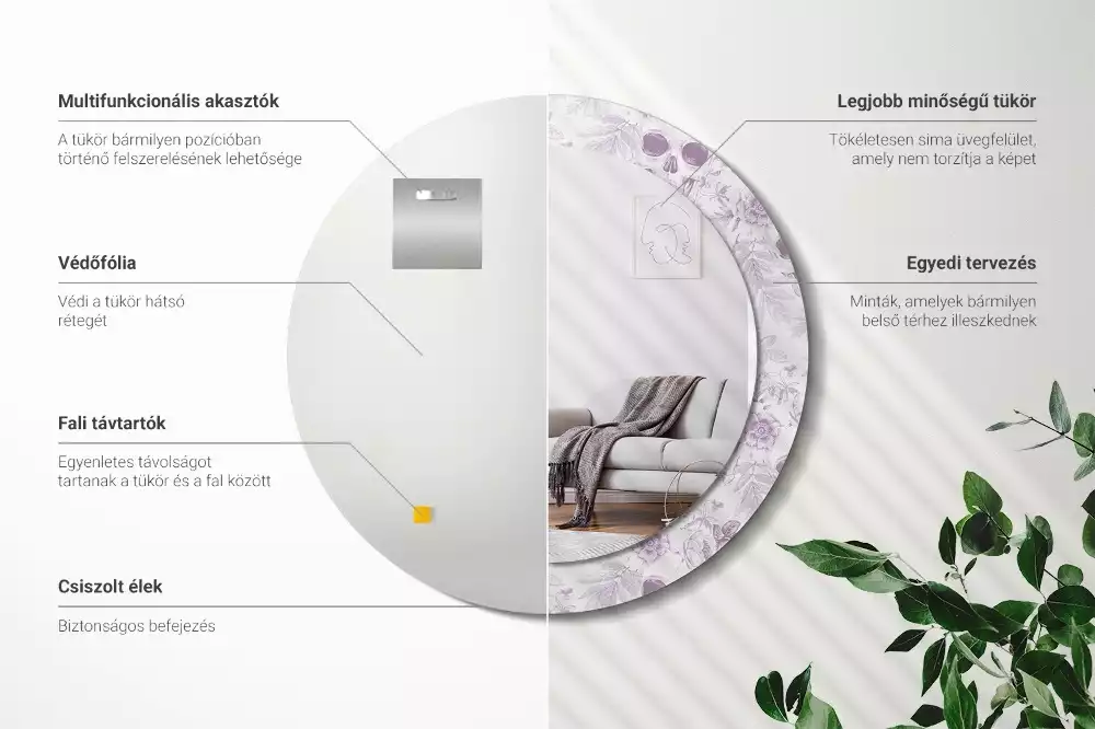 Kulaté dekorační zrcadlo Lebky