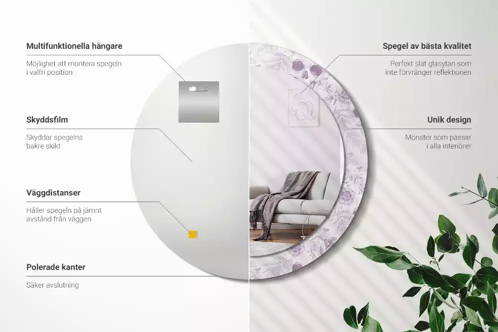 Kulaté dekorační zrcadlo Lebky