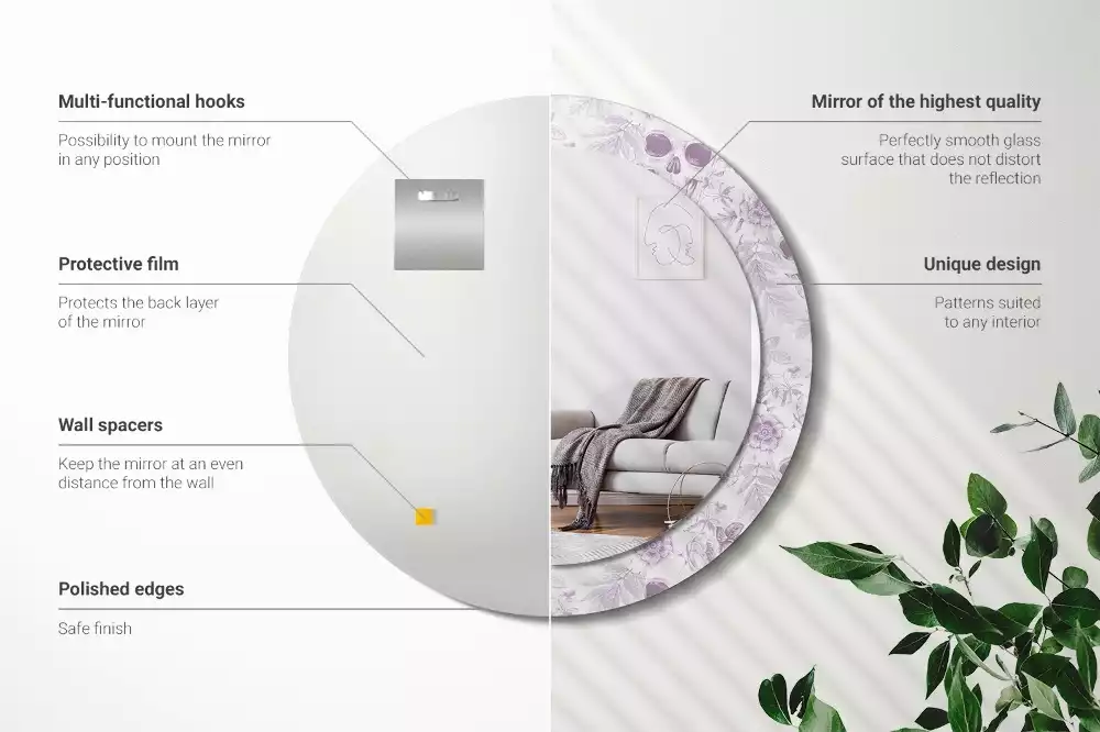 Kulaté dekorační zrcadlo Lebky