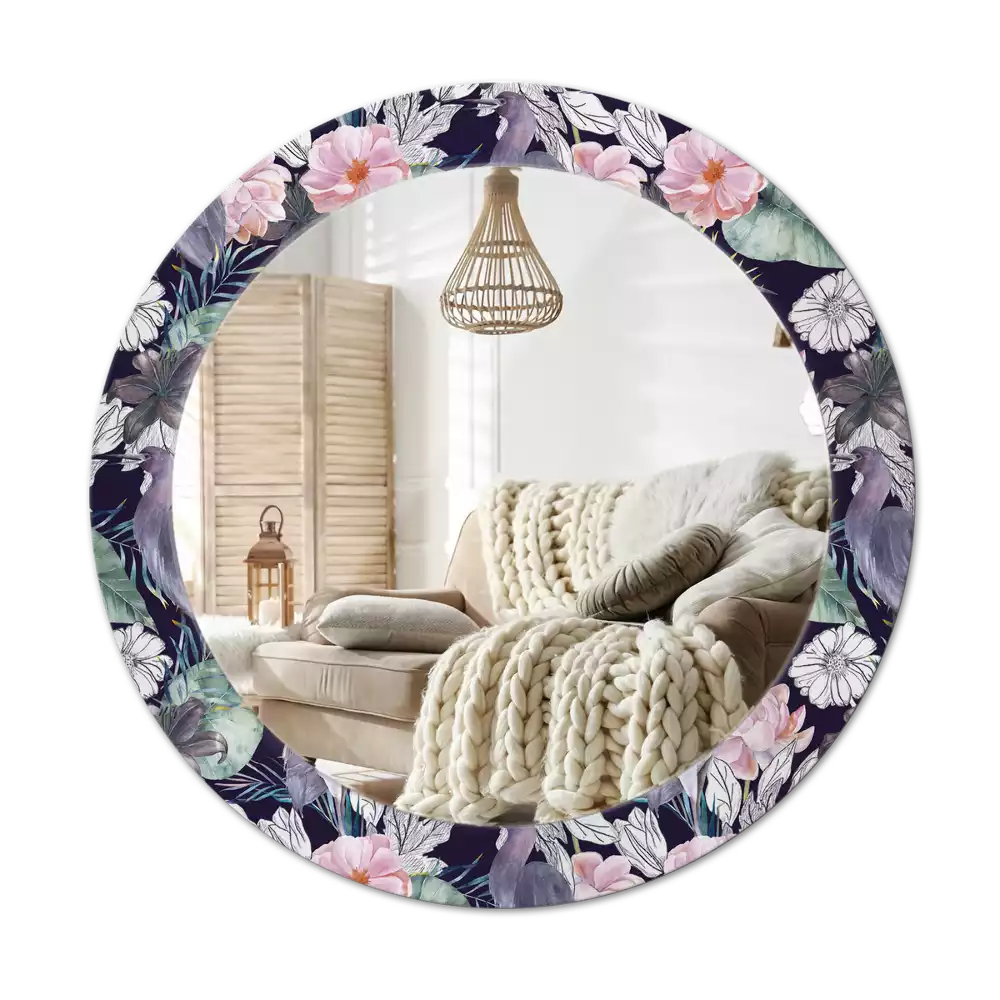 Kulaté dekorační zrcadlo Volavky ptáci