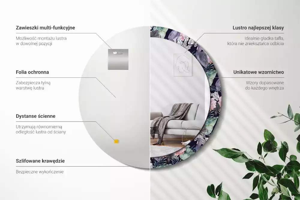 Kulaté dekorační zrcadlo Volavky ptáci