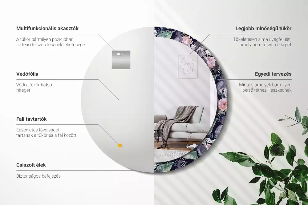 Kulaté dekorační zrcadlo Volavky ptáci