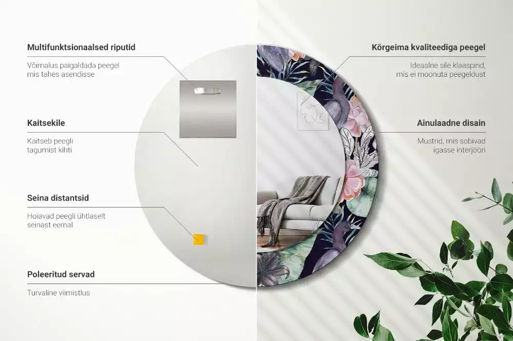 Kulaté dekorační zrcadlo Volavky ptáci