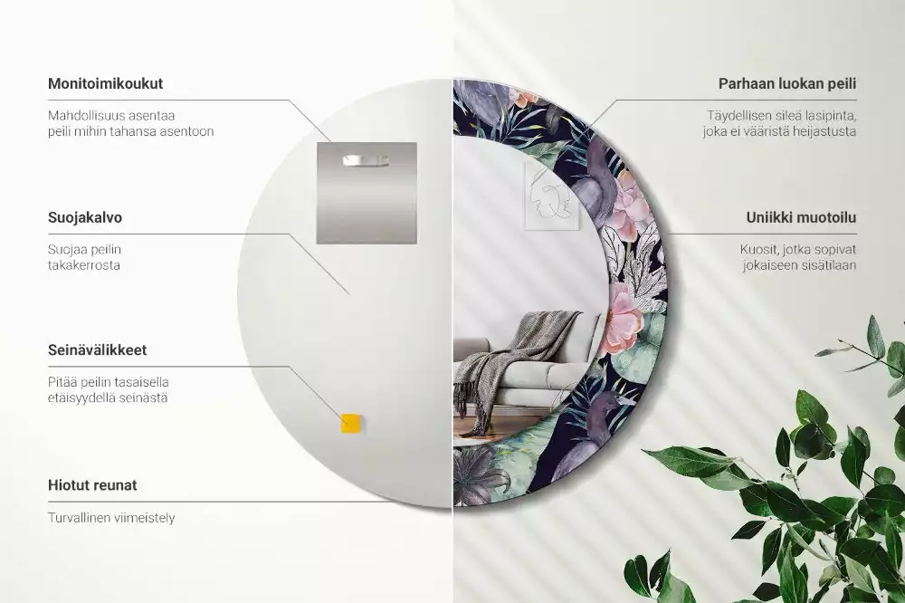 Kulaté dekorační zrcadlo Volavky ptáci