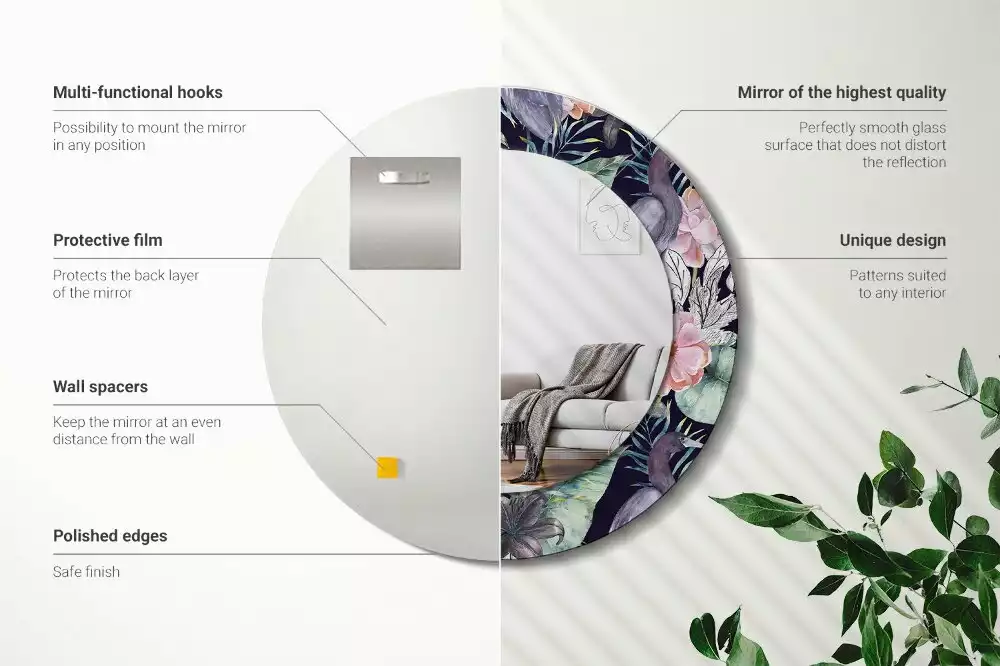 Kulaté dekorační zrcadlo Volavky ptáci