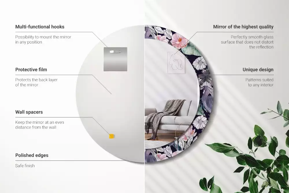 Kulaté dekorační zrcadlo Volavky ptáci